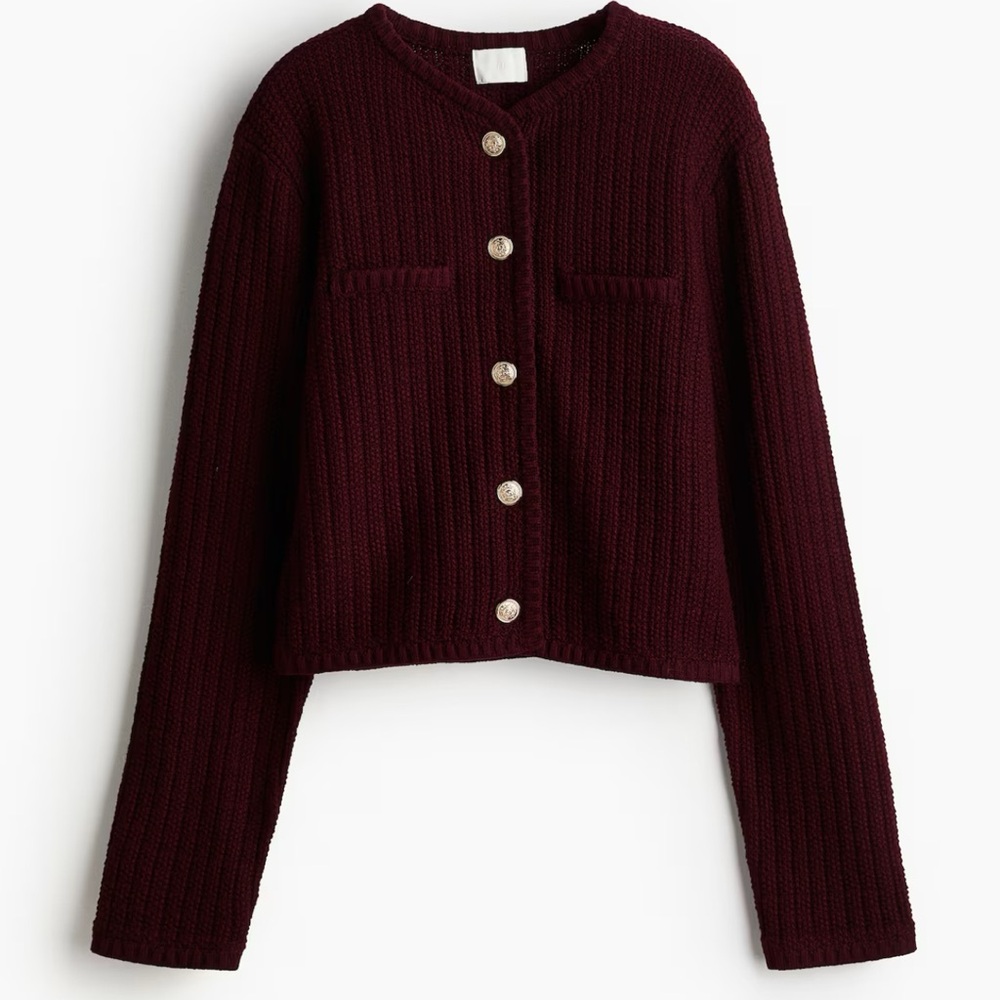 H&M Short textured knit cardigan